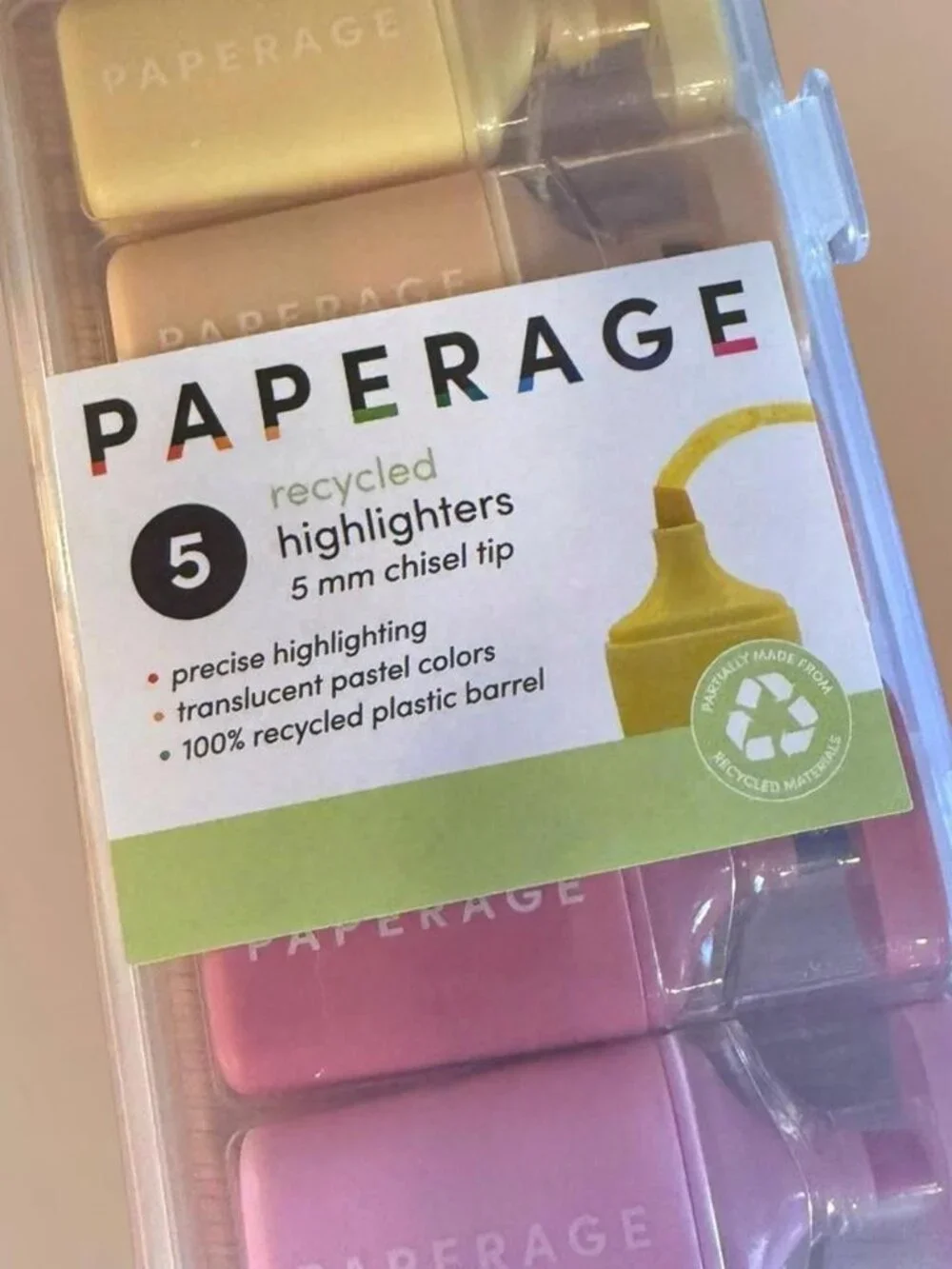 Paperage Warm Highlighters 5-Piece Set